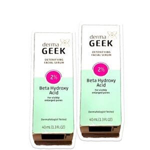 NWT 》2×《DERMA GEEK DETOXIFYING FACIAL SERUM 2% BETA HYDROXY ACID!